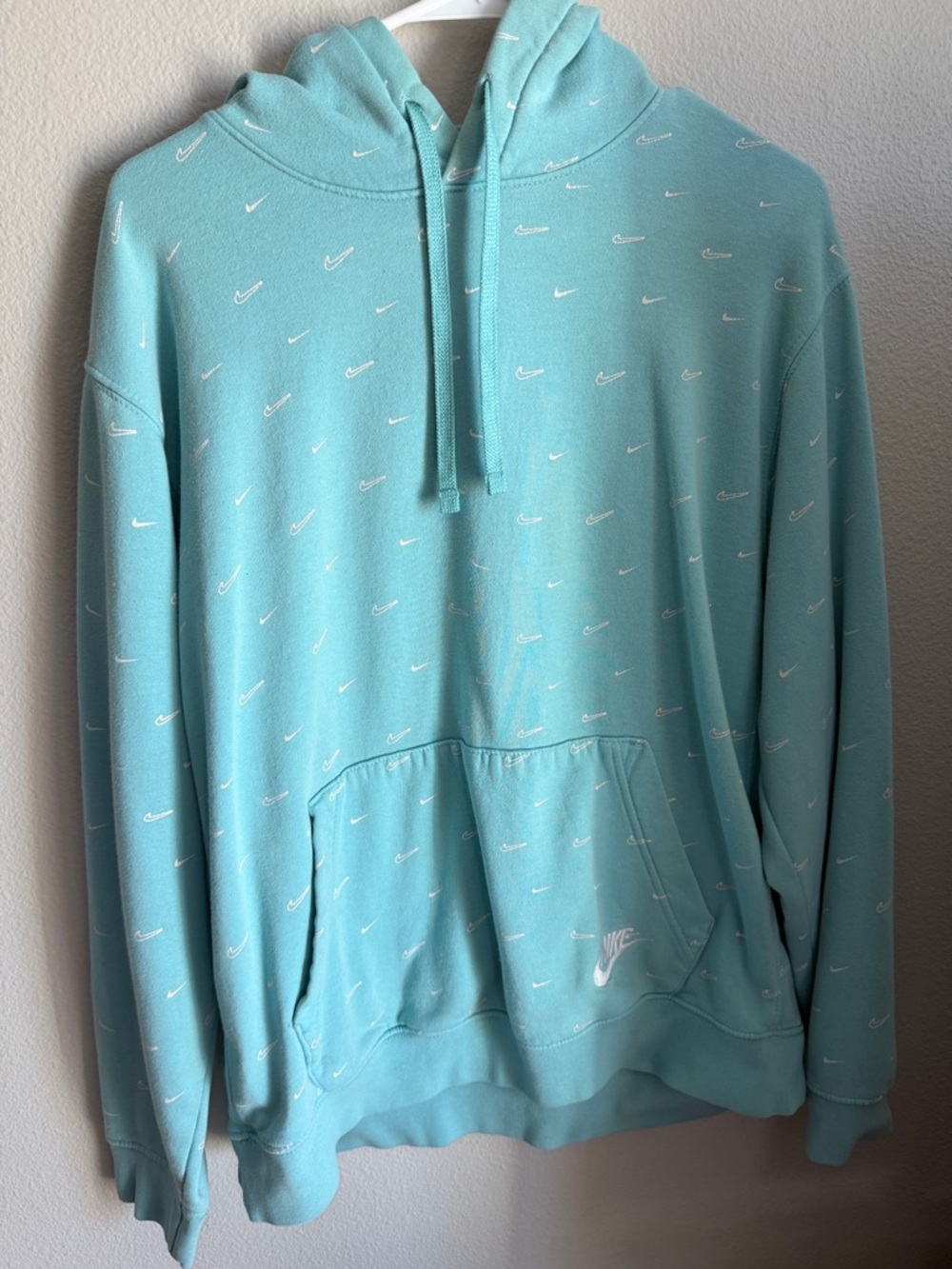 Nike Turquoise Pullover Hoodie with White Swoosh Accents